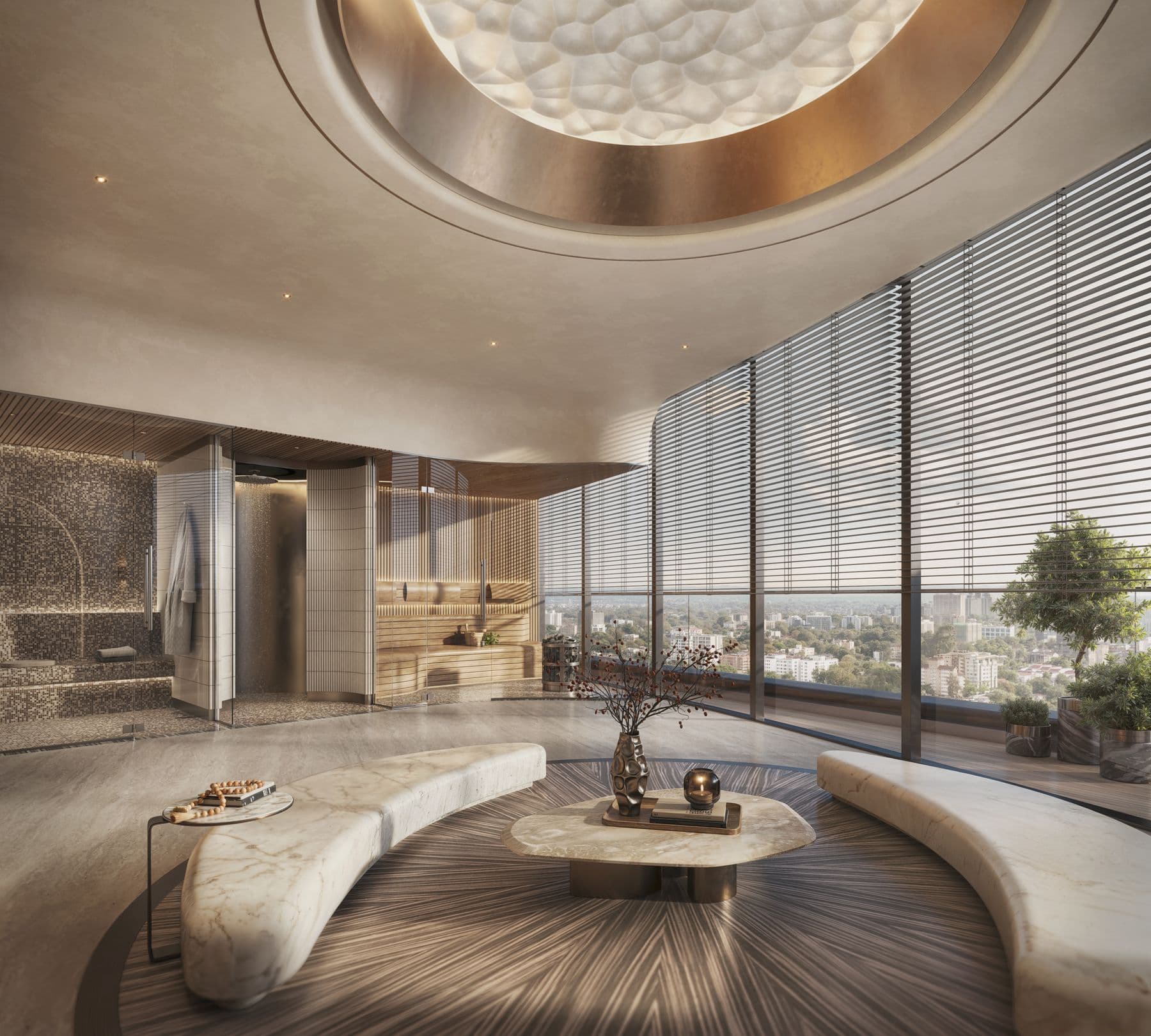 The steam room and sauna