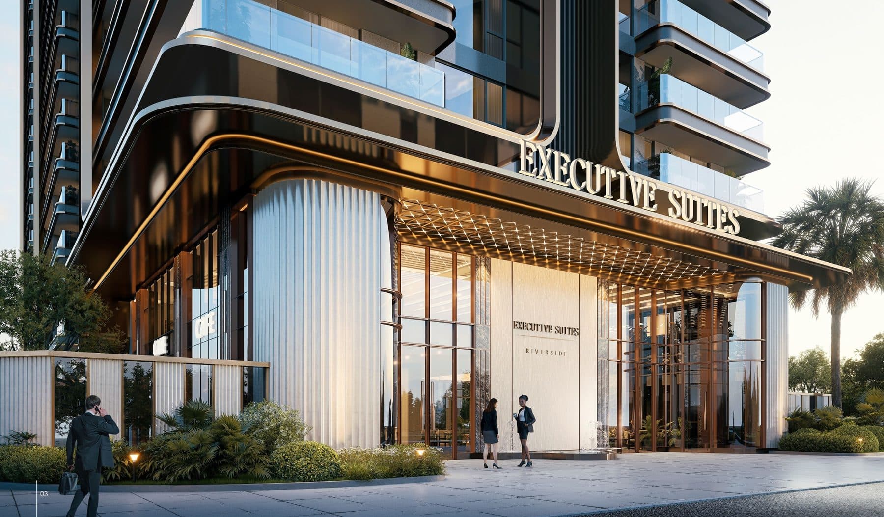 The entrance at street level
