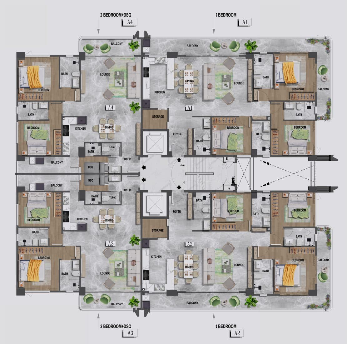 Block A typical floor plan