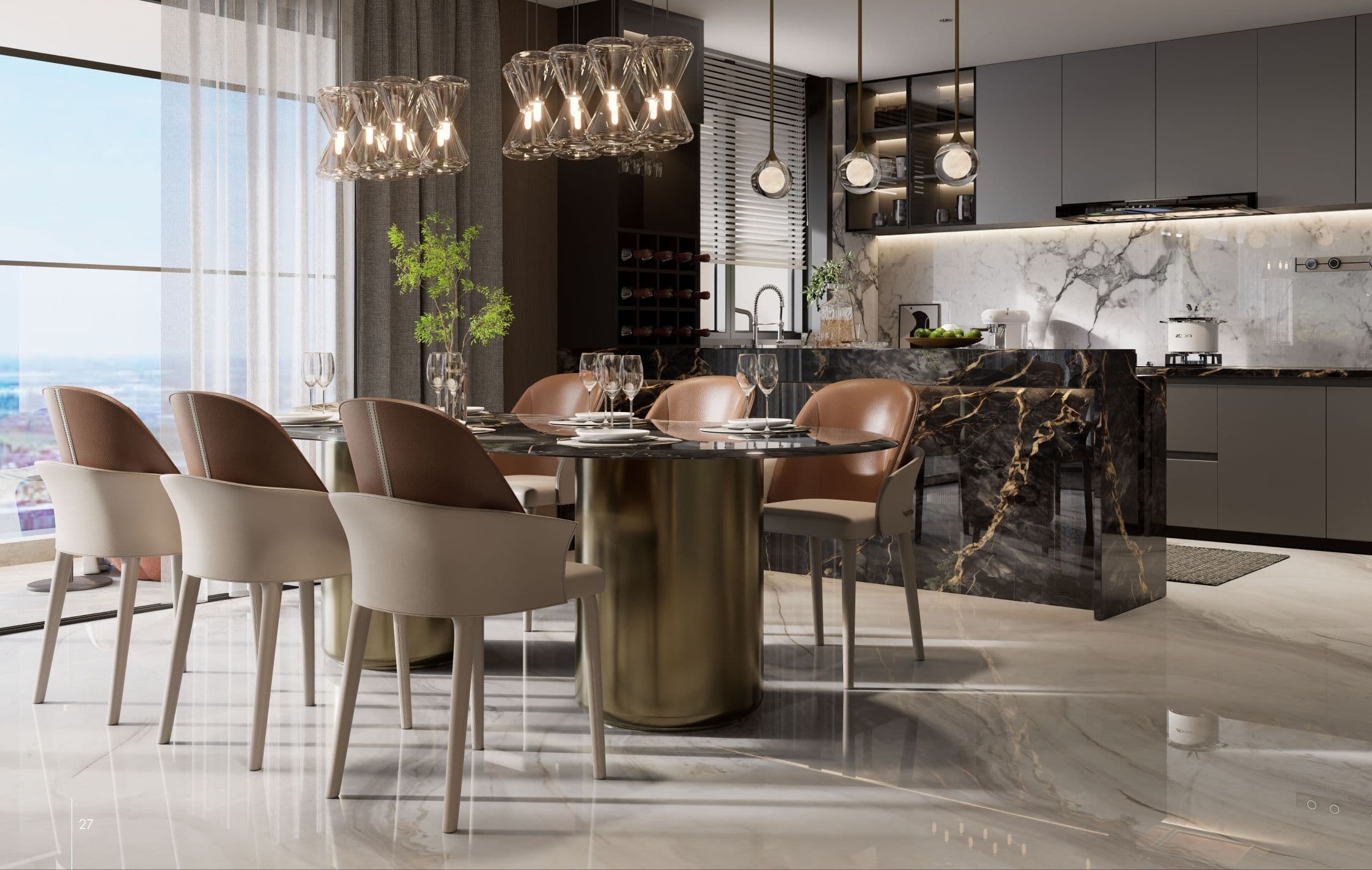 Dining area and kitchen